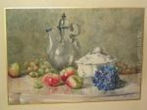 Still Life Of Apples, Grapes Oil Painting by Francois Rivoire