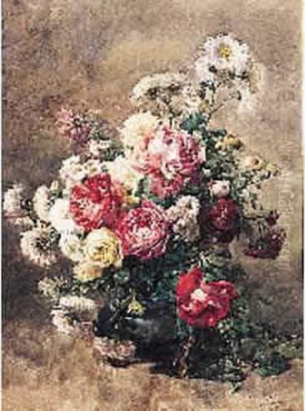 Vase De Fleurs Oil Painting by Francois Rivoire