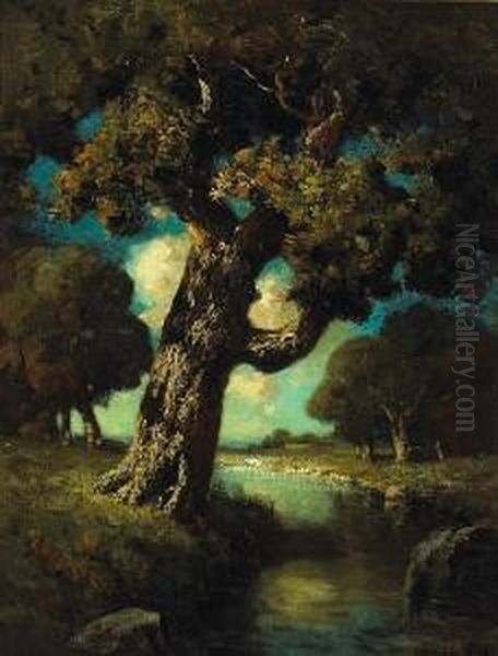 A Grand Old Oak Oil Painting by Julian Walbridge Rix