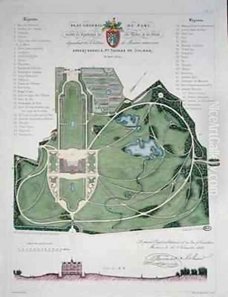 General Plan of the Garden of the Chateau de Maisons belonging to Thomas de Colmar Oil Painting by Francois Duvillers