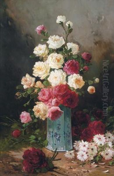 Rose E Margherite Oil Painting by Henri Robbe