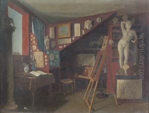 Atelier Von Jules Und Daniel Bovy. Oil Painting by Emile Robellaz