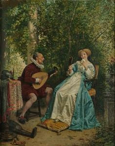 Serenading The Maiden Oil Painting by Emile Robellaz