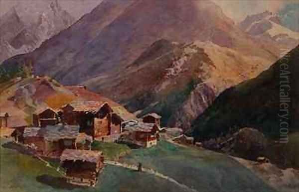 Zermatt from Platten Oil Painting by J.M. Donne