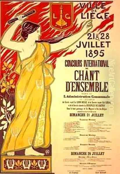 Reproduction of a poster advertising the Concours international de Chant densemble Liege Belgium Oil Painting by J.M. Donne