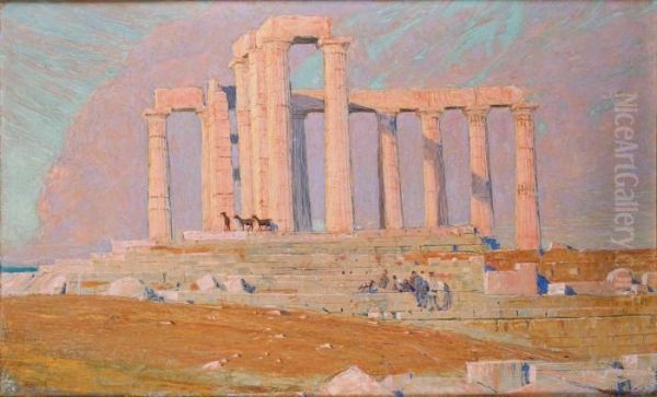 Le Temple De Poseidon Oil Painting by Philippe Robert