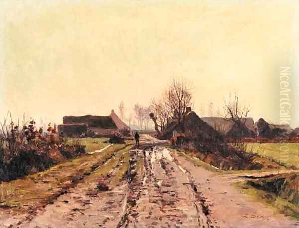 La ferme Oil Painting by Leon Delderenne