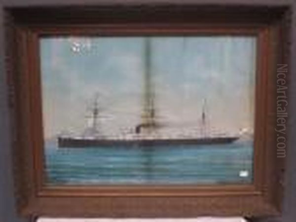 S.s. Bolivia Of Glasgow Entering Bay Of Naples Oil Painting by Luigi Roberto