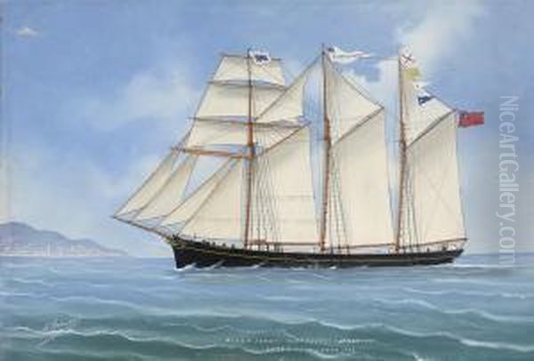 The Three-masted Topsail Schooner Oil Painting by Luigi Roberto