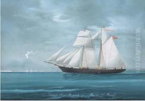 The Topsail Schooner Olive Branch In The Bay Of Naples; And Atsea Oil Painting by Luigi Roberto