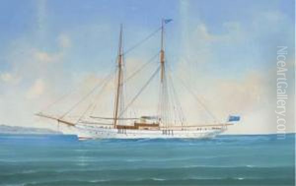 A Steam Yacht Of The Royal Northern Yacht Club; And Under Reducedsail In A Squall Oil Painting by Luigi Roberto