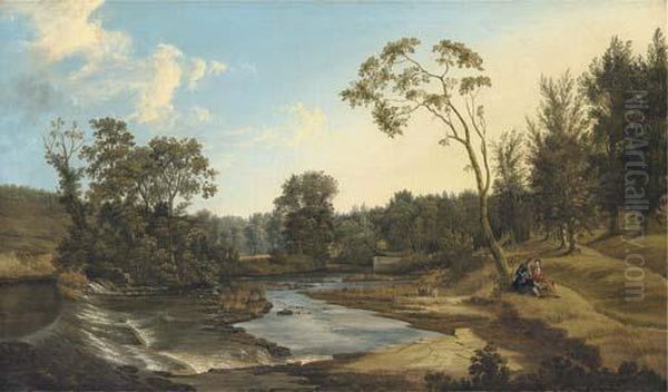 A View Of The Weir In Lucan House Demesne Oil Painting by Thomas Roberts