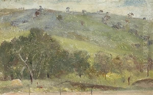 Tasmanian Hillside Oil Painting by Tom Roberts