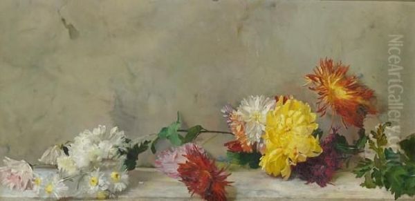 The Glory Of Chrysanthemums Oil Painting by Tom Roberts