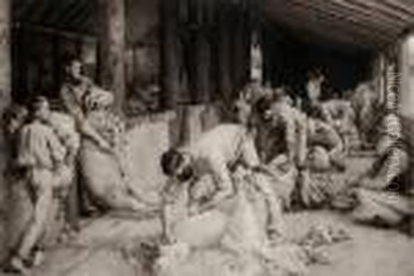 Shearing The Rams Oil Painting by Tom Roberts