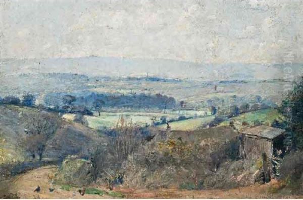 English Landscape With Cottage Oil Painting by Tom Roberts