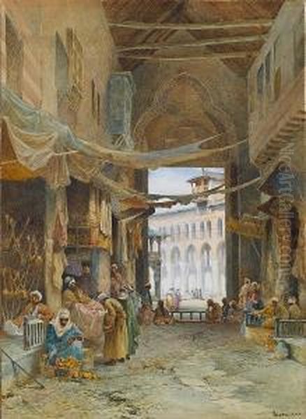 The Chief Entrance To The Grand Mosque Of Damascus (umayyad Mosque) Oil Painting by Charles Robertson