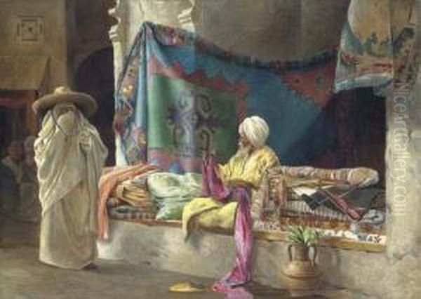 An Oriental Merchant Oil Painting by Charles Robertson