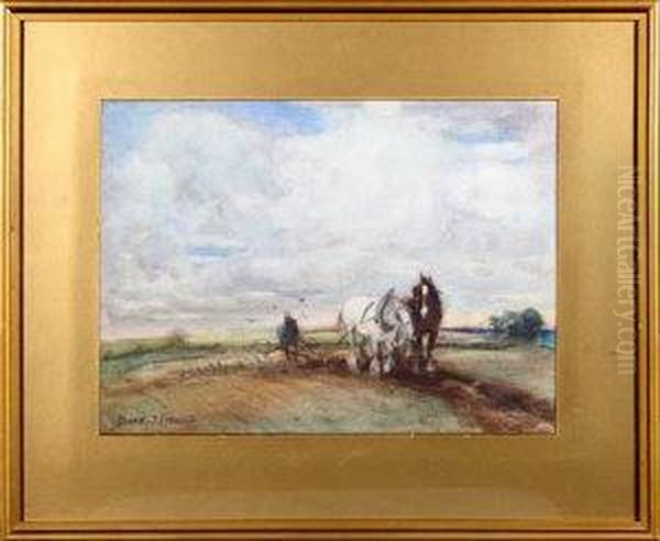 Ploughing Scene Oil Painting by David Thomas Robertson