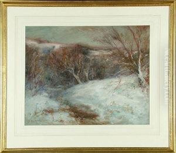 A Winter Landscape Oil Painting by David Thomas Robertson