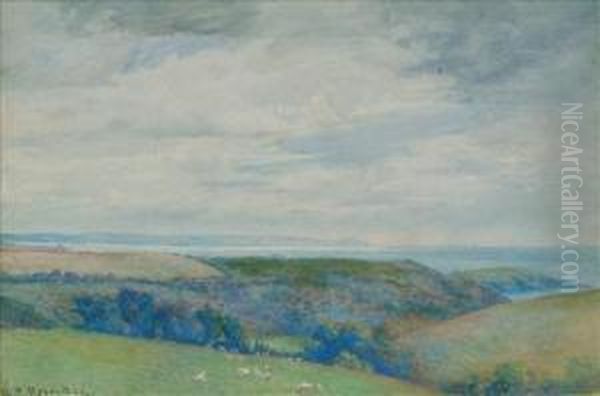 Landscape With Sheep Oil Painting by George Edward Robertson