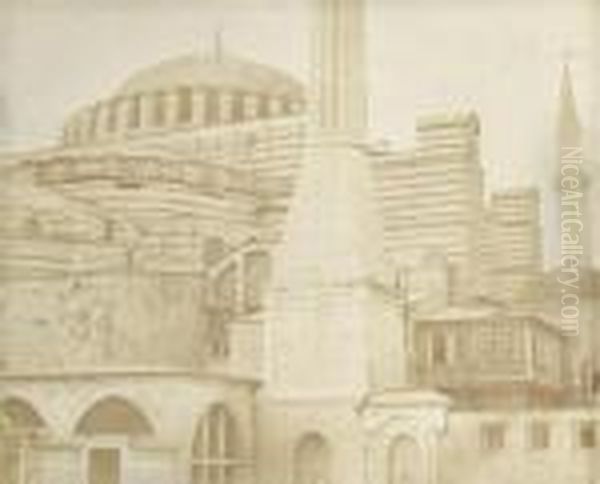 View Of The Hagia Sophia (detail) Oil Painting by James Robertson