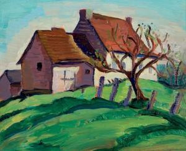 Isle Of Orleans, Farm Building Oil Painting by Sarah Margaret A. Robertson