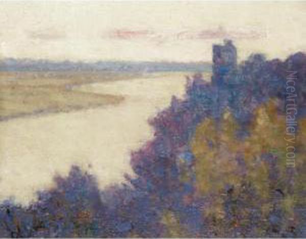 On The Loire At Oudon Oil Painting by Tom Robertson