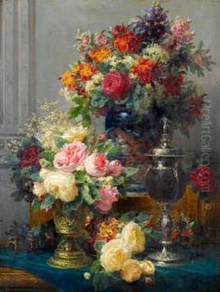 Spring Flowers With Chalices Oil Painting by Jean-Baptiste Robie