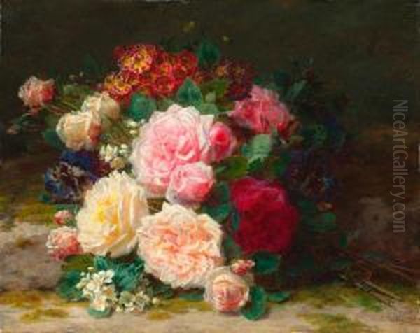 Still Life With Roses. Oil Painting by Jean-Baptiste Robie