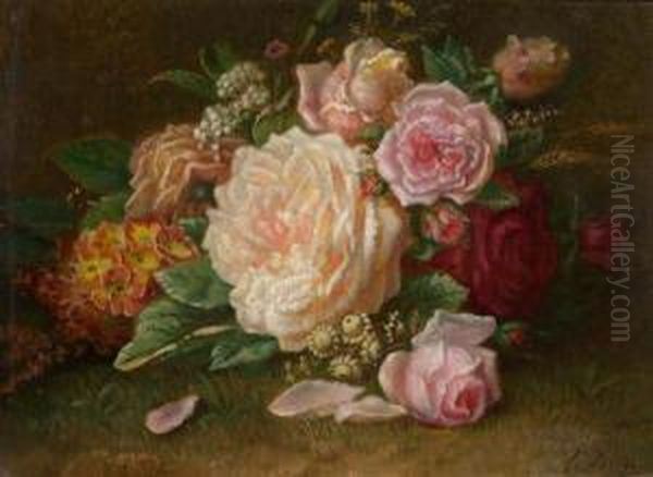 Floral Still Life. Oil Painting by Jean-Baptiste Robie