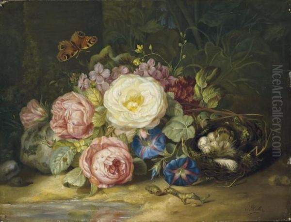 Nature Morte Aux Fleurs Oil Painting by Jean-Baptiste Robie