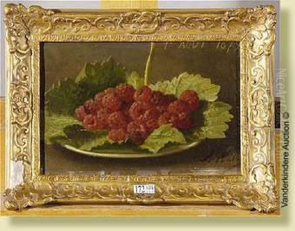 Assiette De Framboises Oil Painting by Jean-Baptiste Robie