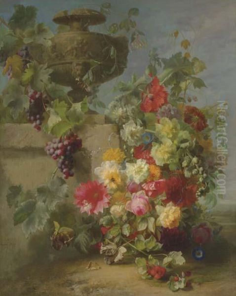 Still Life Of Roses Oil Painting by Jean-Baptiste Robie