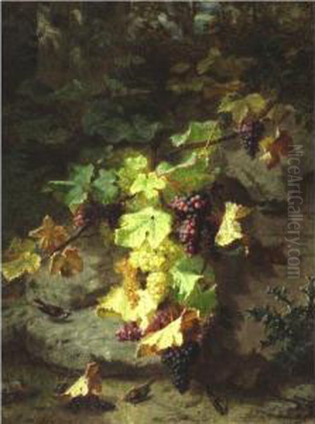 Still Life With Grapevine Oil Painting by Jean-Baptiste Robie