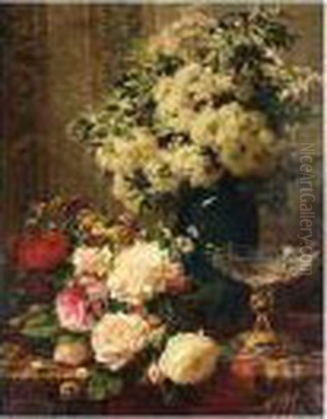 Still Life Of Flowers Oil Painting by Jean-Baptiste Robie