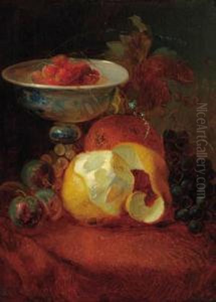 A Still Life With A Pealed Lemon Oil Painting by Jean-Baptiste Robie