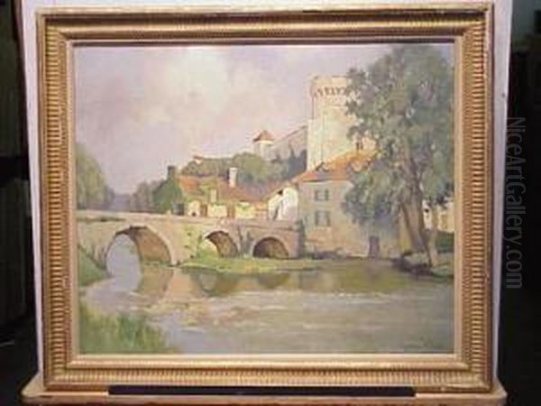 Across The Bridge Oil Painting by Georges Charles Robin