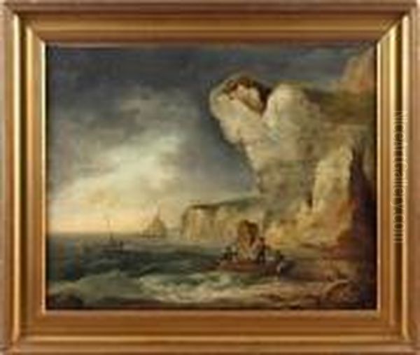 Coastal Scene Oil Painting by Thomas Sewell Robins