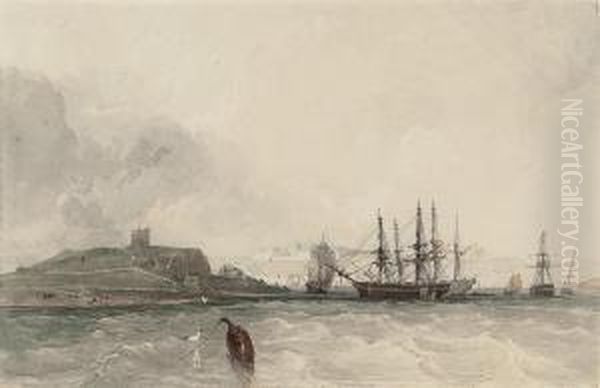 The Anchorage Off Plymouth Oil Painting by Thomas Sewell Robins