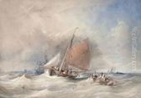 The Cromer Pilot Cutter No. 2 Running Out To Meet The Newarrival Oil Painting by Thomas Sewell Robins