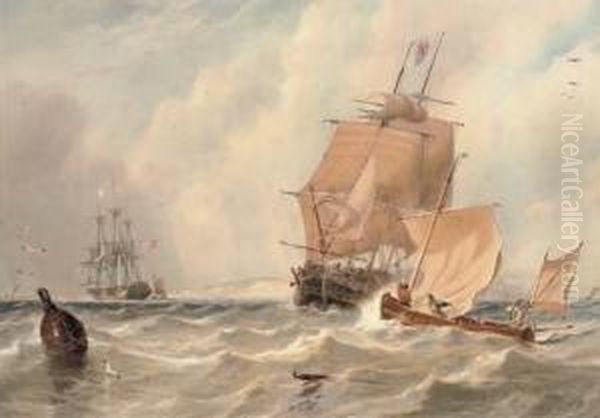 On A Collision Course Oil Painting by Thomas Sewell Robins