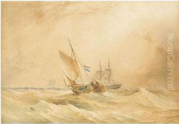 Off The French Coast Oil Painting by Thomas Sewell Robins