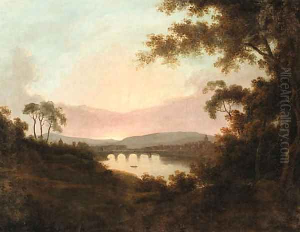 A view of Florence at Sunrise Oil Painting by Josepf Wright Of Derby