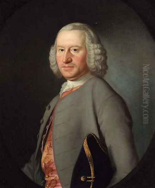 Portrait of Robert Newton (1713-1789) of Norton and Mickleover, High Sheriff of Derbyshire Oil Painting by Josepf Wright Of Derby