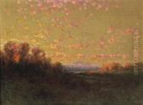 Swamps On San Joaquin River, Mt. Diablo,sunset Oil Painting by Charles Robinson