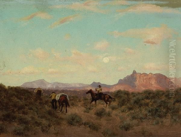 Cowboys With Pack Horses Oil Painting by Charles Robinson