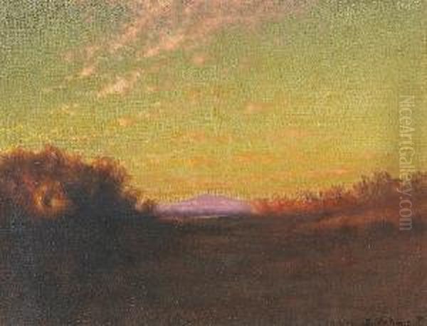 Distant Mountain At Sunset Oil Painting by Charles Robinson