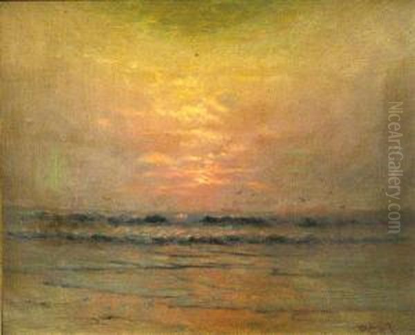 A Seascape At Sunset Oil Painting by Charles Robinson