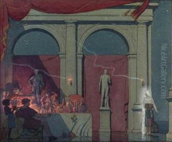 Tyltyl Turns The Diamond In The Palace Of Luxury Oil Painting by Frederick Cayley Robinson